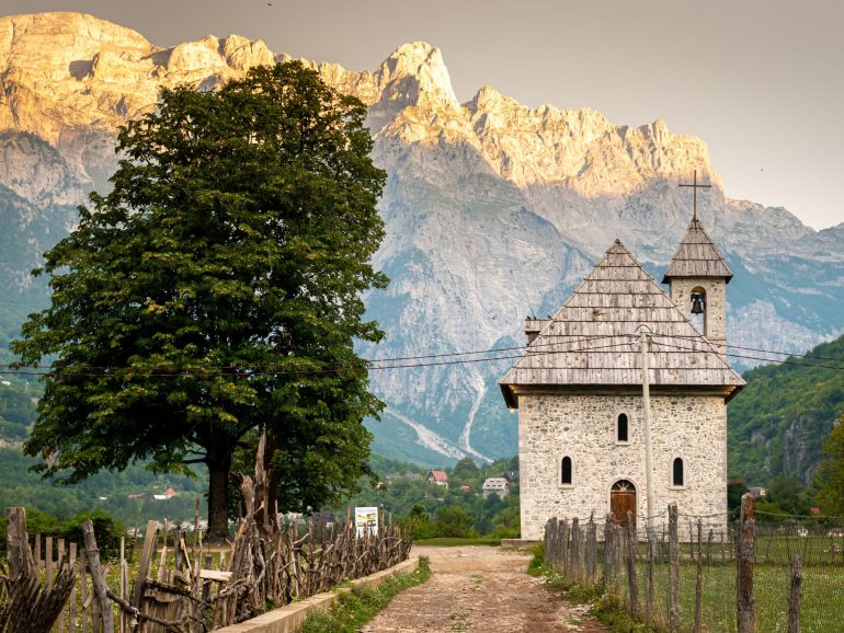 The remote village of Theth in the Albanian Alps has become popular with hikers in recent years. I managed to hitchhike to Theth from Shkodra, getting rides on these remote roads by a number of awesome Albanians. The next day, I got up early to capture the sun rising behind the mountains and hike a very scenic path to the village of Valbona, which is more accessible thanks to a paved road, but lacks the vibe that remote Theth has.